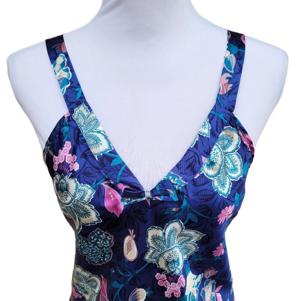 Vintage California Dynasty Blue Floral Chemise Slip Dress Nightie size Small - Picture 2 of 14